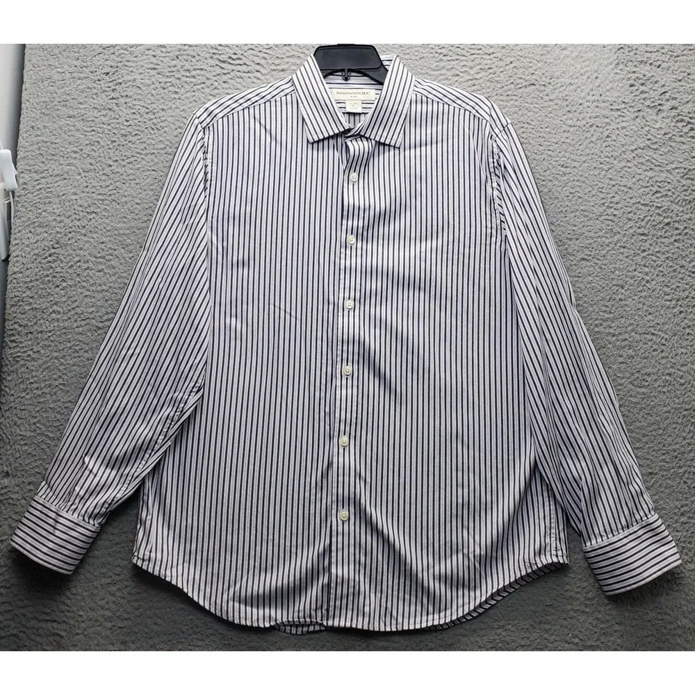 Banana Republic Dress Shirt Mens XL Multi Striped Cotton Long Sleeve Button Up